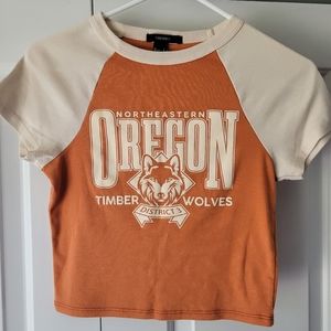Forever 21 NortheasternOregon timber wolves crop top size s